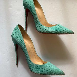 Christian Louboutin Teal Snakeskin So Kate Heels